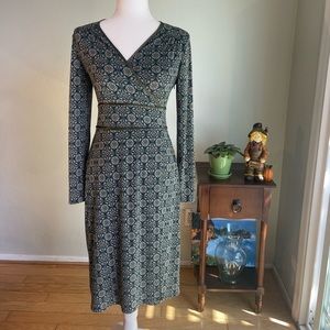 Max & Cleo Dress, Blue-Green Print, Size XS